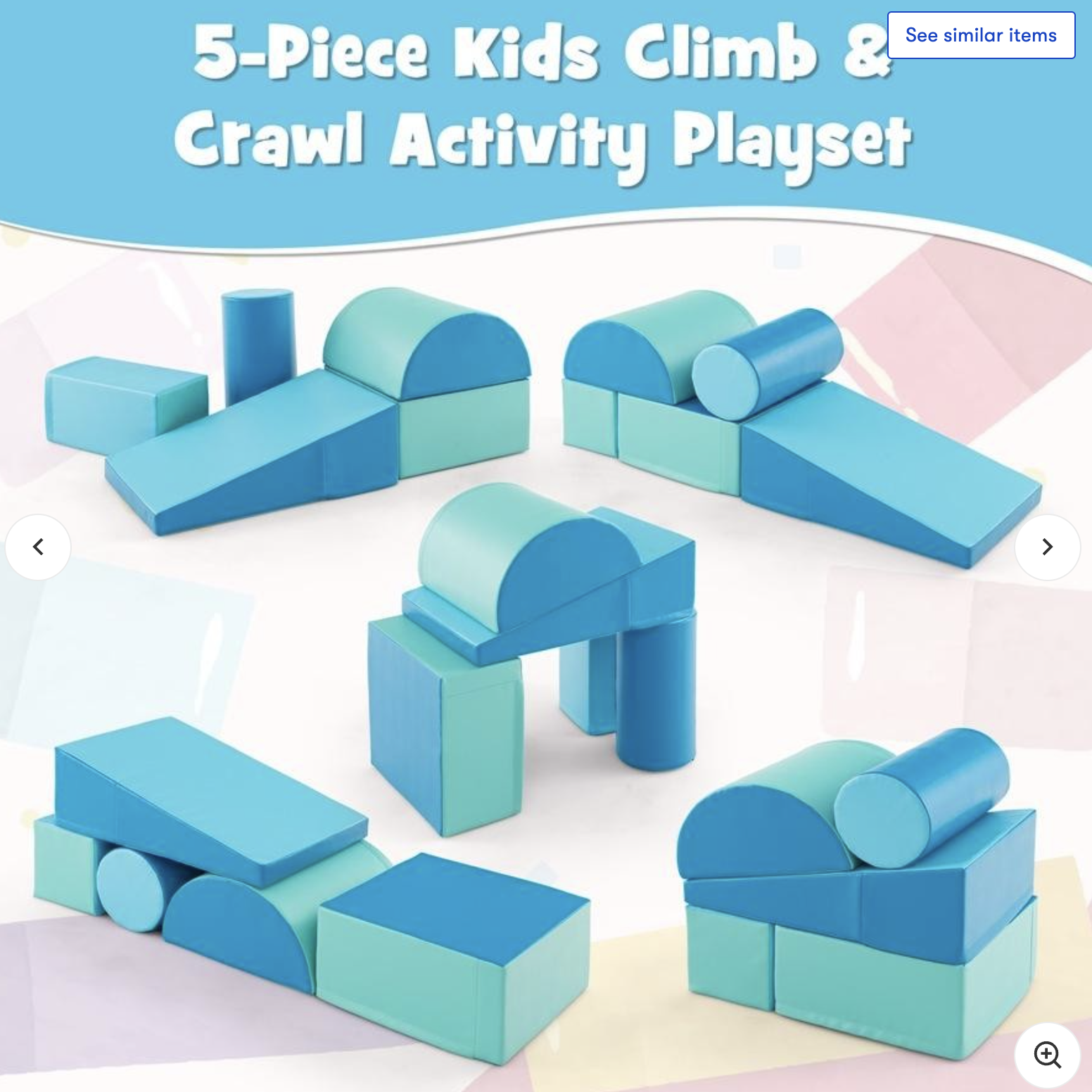 Babyjoy 5PCS Kids Climb & Crawl Play Set Colorful Soft Foam Blocks Activity Toys Home Preschool Daycare Blue